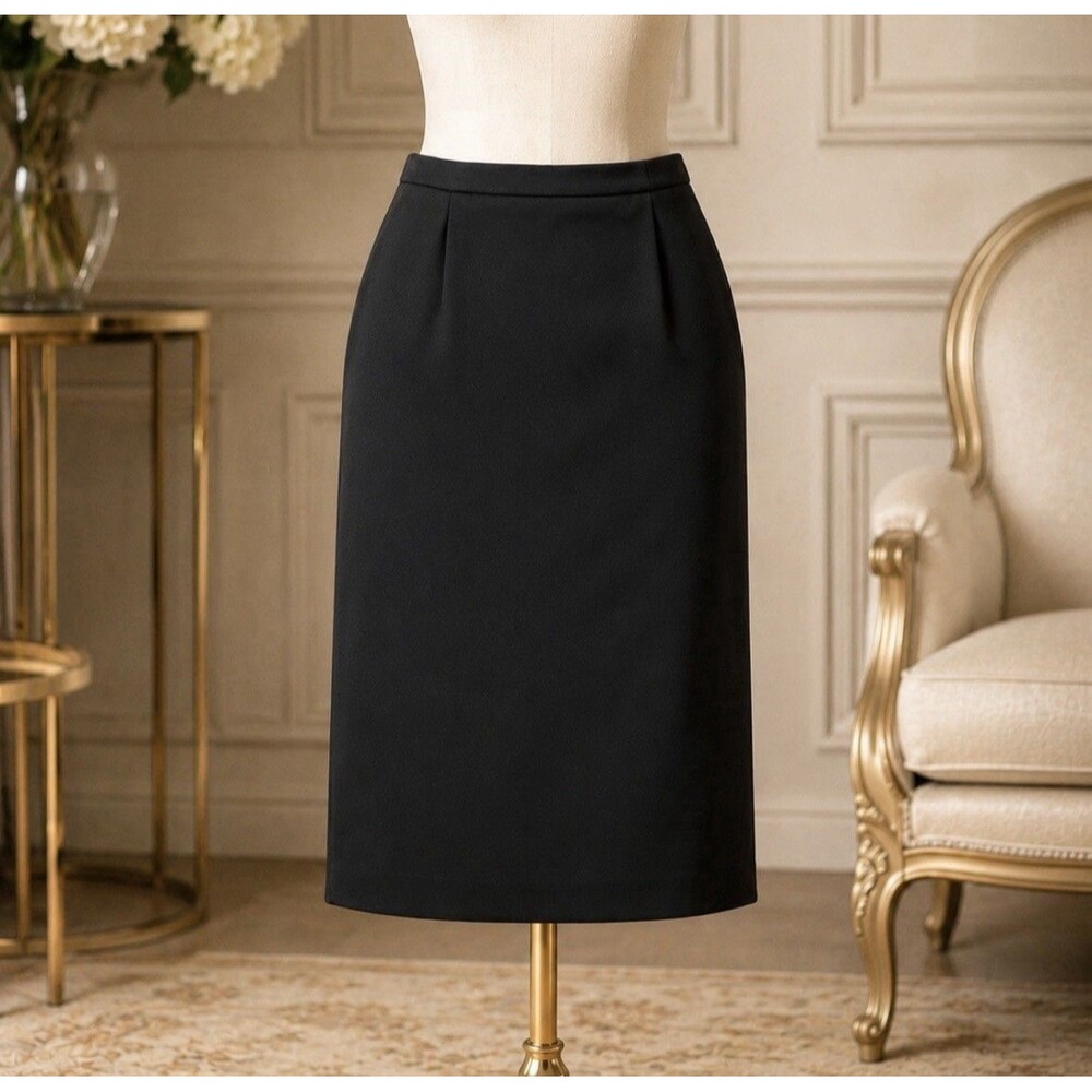 Vinci Clothiers Black Pencil Skirt Size 12 USA Classic Career Lined